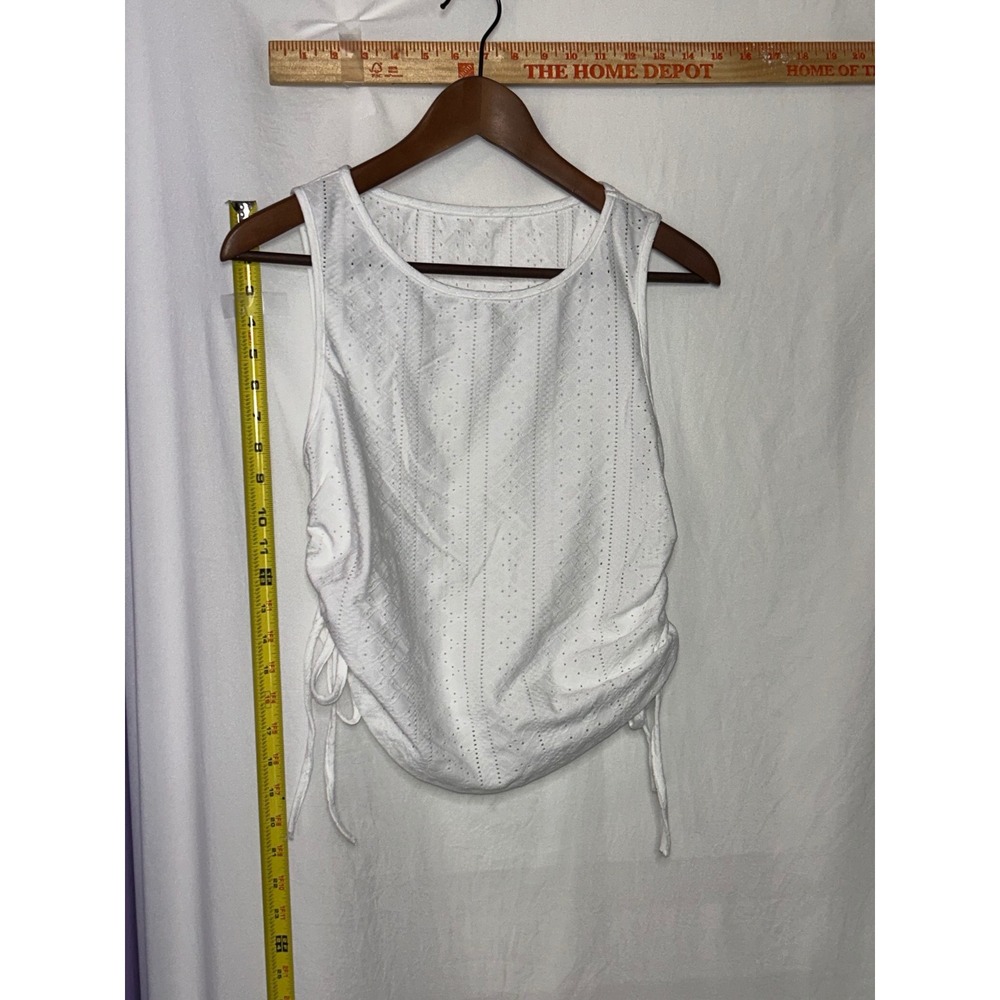 SHEIN White Eyelet Ruched Drawstring Tank Top Women's Size L